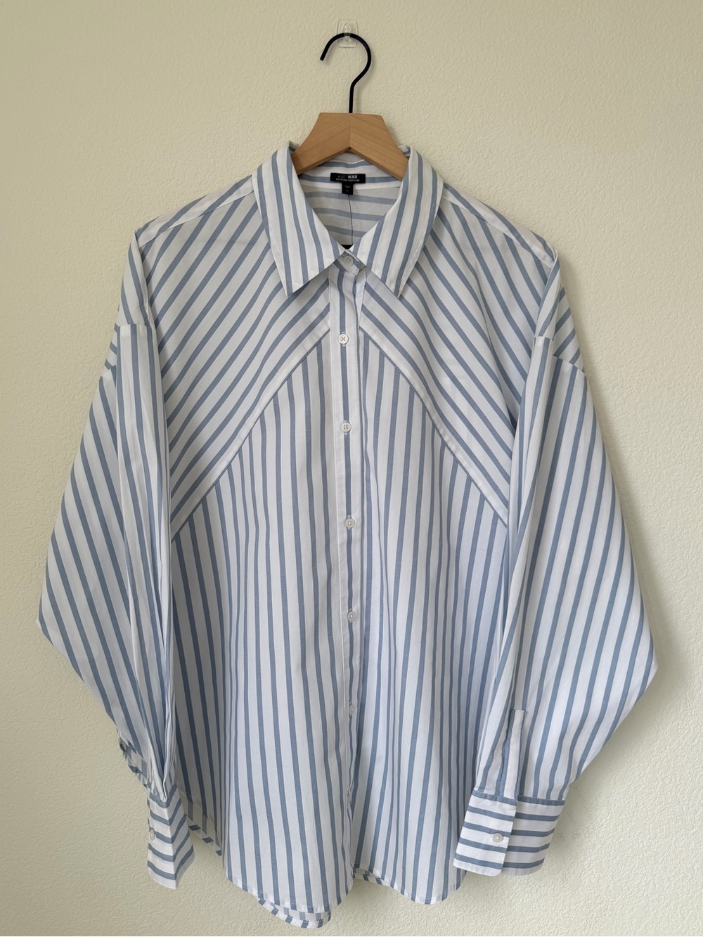 Express Boyfriend Portofino Striped Button-up Shirt Oversized Light Blue Size L